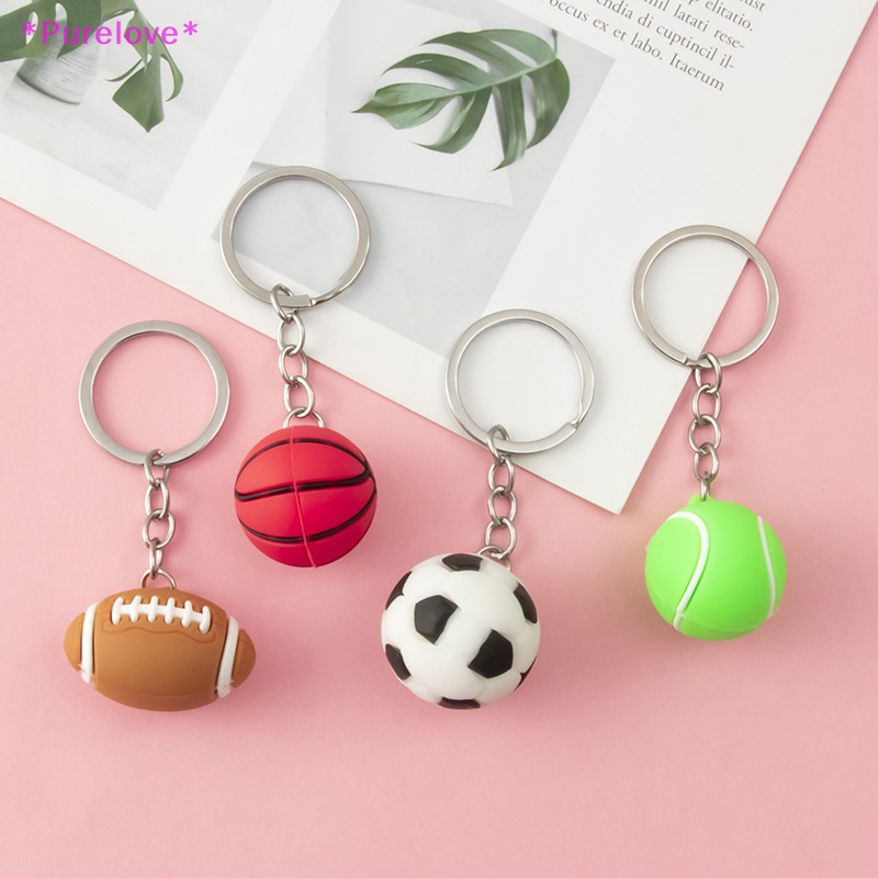 Móc Khóa Thể Thao Treo Túi Xách Hình Quả Bóng Bầu Dục Bóng Rổ Tennis Vui Nhộn Mới