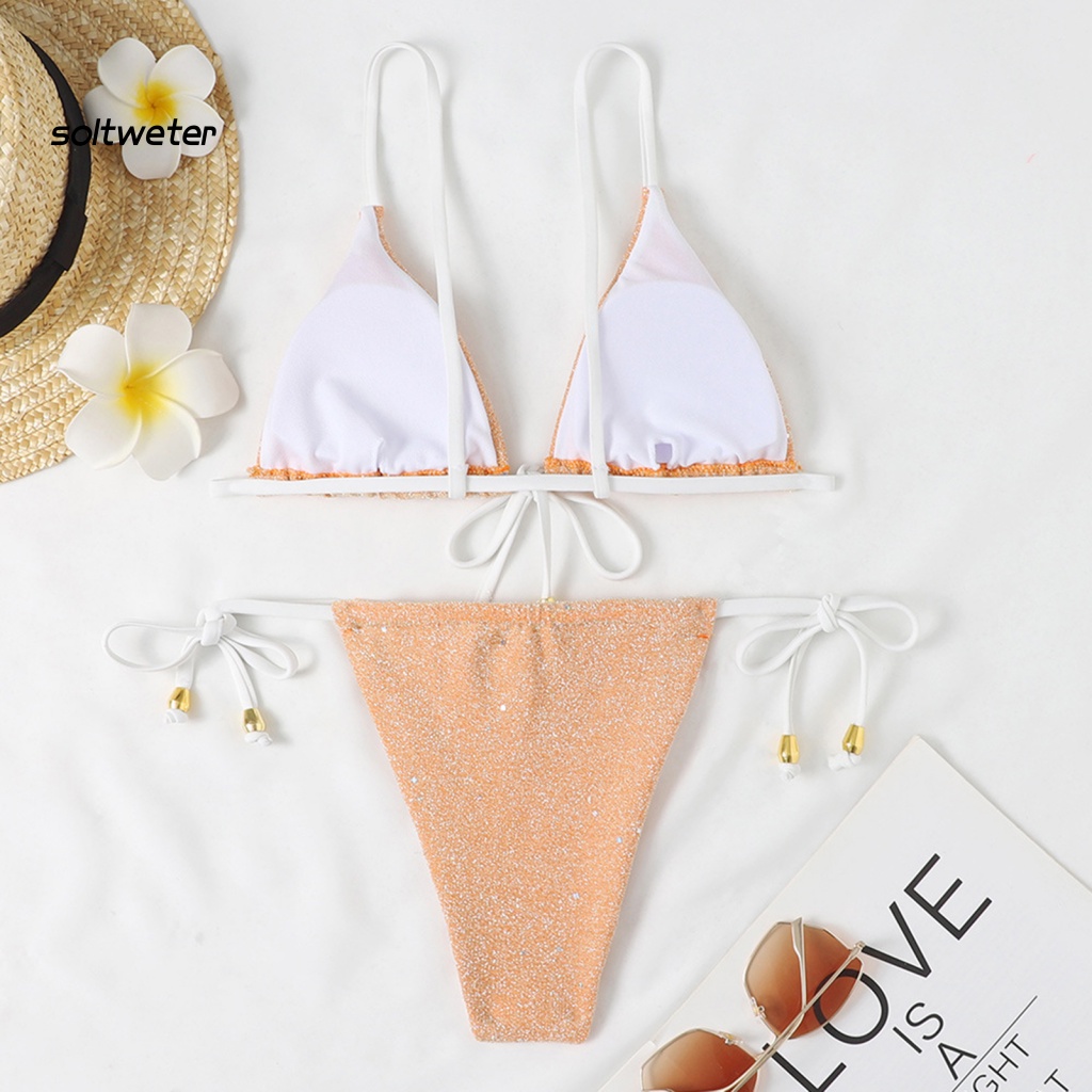Bộ Bikini 2 Mảnh Màu Sắc Thời Trang Gợi Cảm Cho Nữ