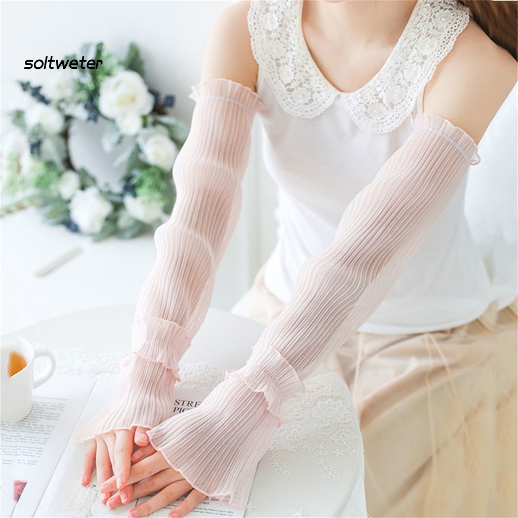 1 Đôi Găng Tay Chống Tia UV Thấm Hút Mồ Hôi Màu Sắc Đơn Giản Tiện Dụng