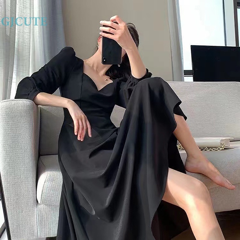 Đầm Chữ A Dài Tay Phong Cách Vintage Thanh Lịch Dành Cho Nữ