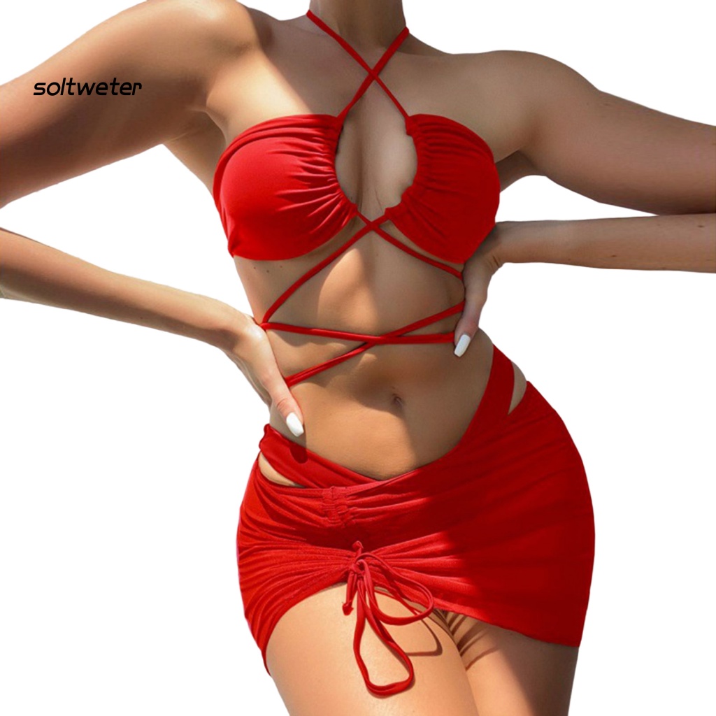 Bộ Đồ Bơi Bikini 3 Món Màu Sắc Thời Trang Cho Nữ