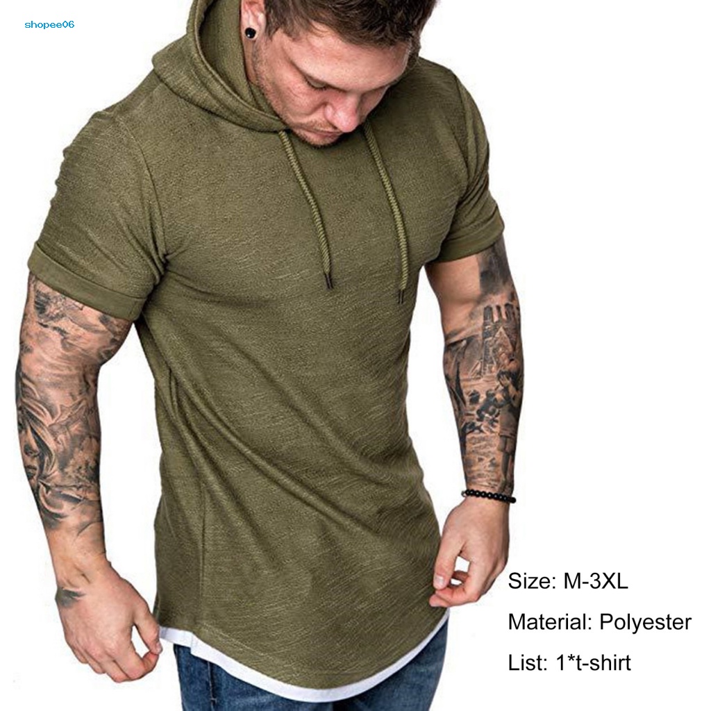 Áo Hoodie Thể Thao Tay Ngắn Dáng Ôm Thời Trang Cho Nam