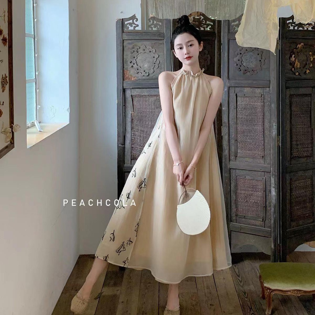 Đầm Dài Qua Gối Không Tay Phong Cách Trung Hoa Cổ Điển Thời Trang Mùa Hè Hàng Mới 2023 JN53