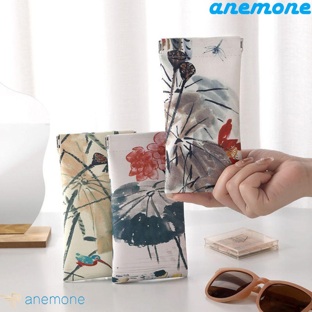 ANEMONE Túi Da PU Mềm Cỡ Lớn Đựng Mắt Kính In Họa Tiết Kiểu Trung Hoa Dễ Thương Cho Nam