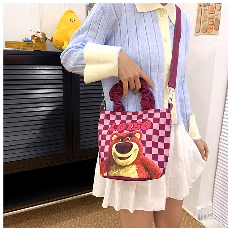 CHIC JOY Túi Canvas Đeo Chéo In Hình Hoạt Hình Dễ Thương Phong Cách Hàn Quốc Cho Nữ