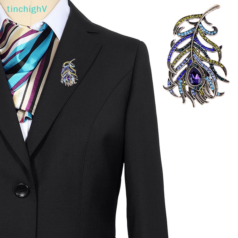[TinchighV] Trâm Cài Áo Hình Lông Công Pha Lê Tráng Men Sâu Phụ Kiện Đám Cưới [Mới]