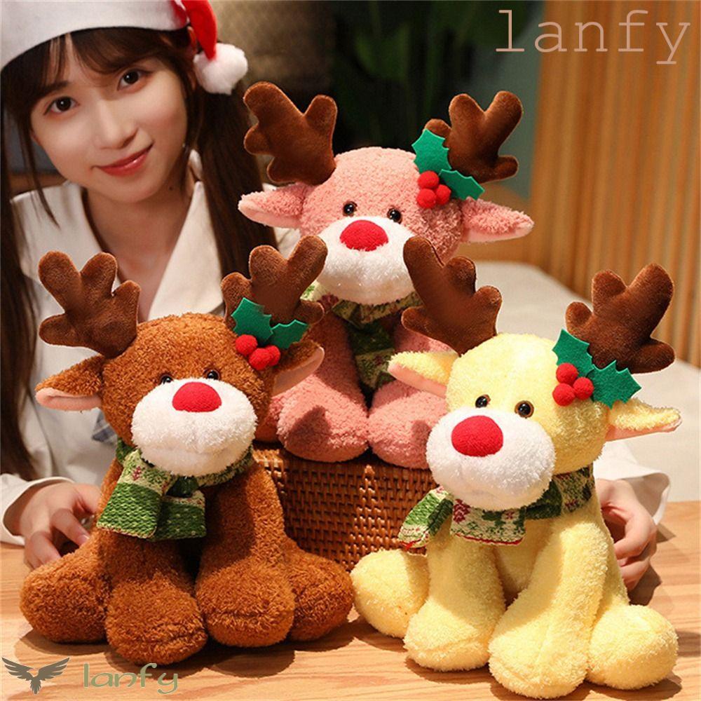 LANFY Thú Nhồi Bông Hình Con Nai Mềm Mại Kích Thước 32cm Trang Trí Ghế Sofa / Giáng Sinh
