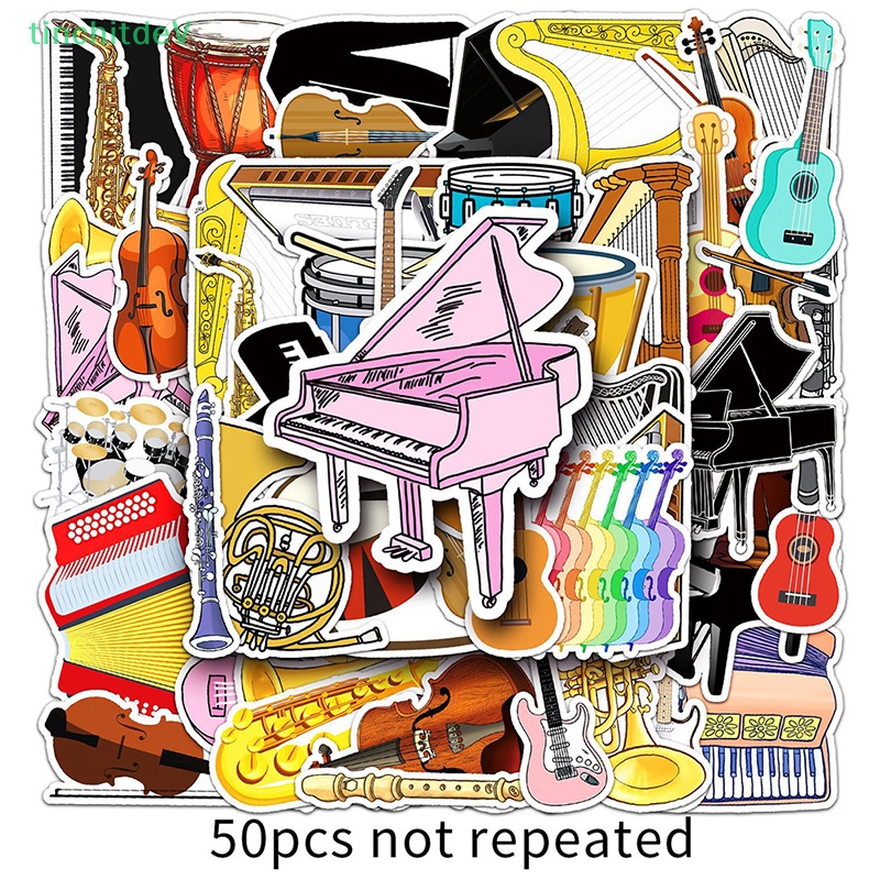 Bộ 50 Sticker Hoạt Hình Dán Trang Trí Đàn Guitar / Laptop / Xe Hơi
