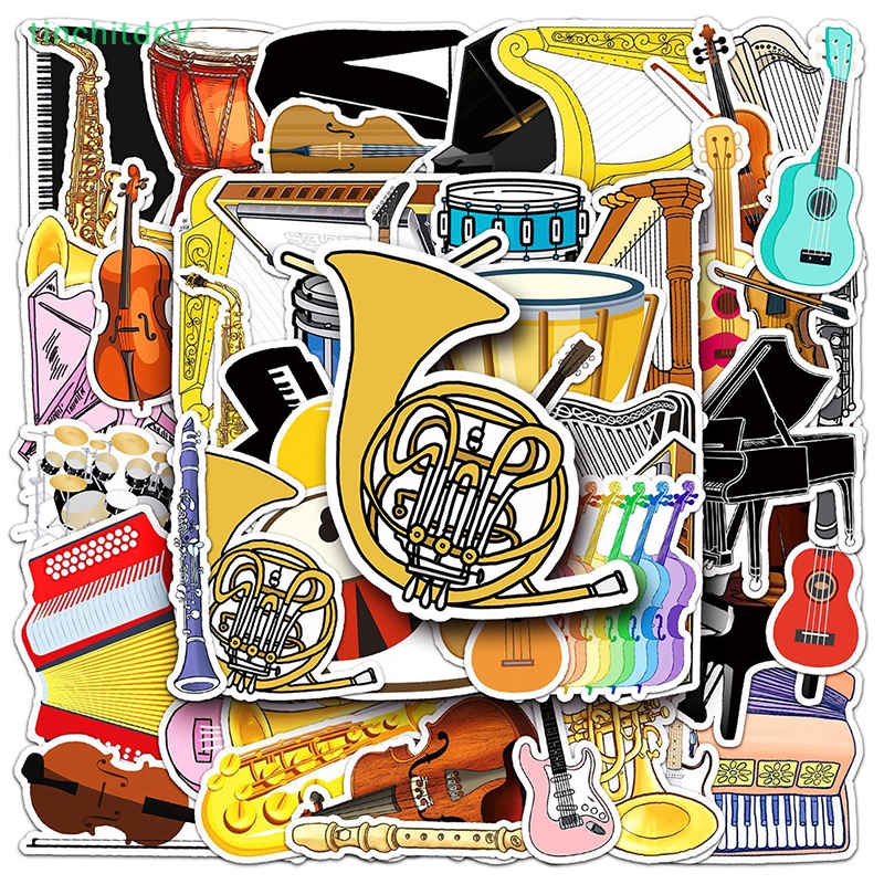 Bộ 50 Sticker Hoạt Hình Dán Trang Trí Đàn Guitar / Laptop / Xe Hơi