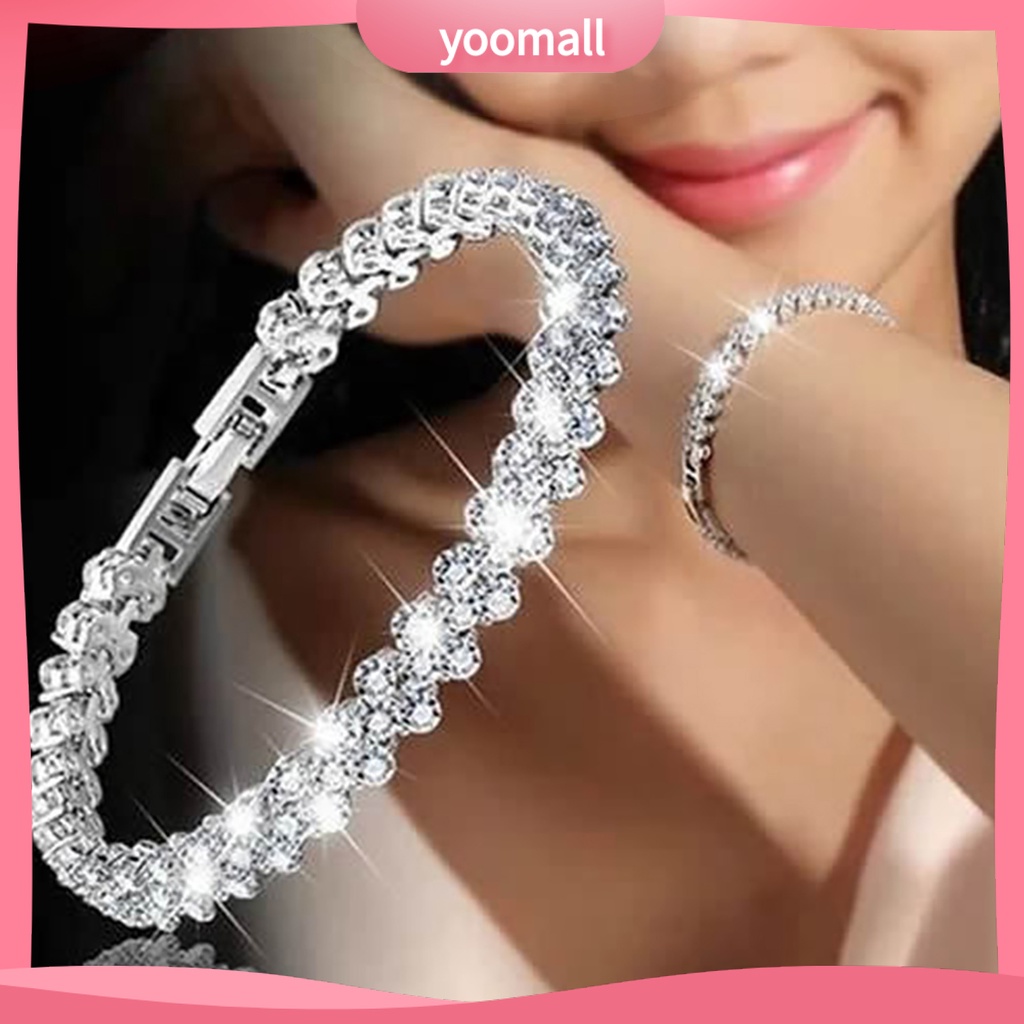 [YM] Vòng Tay Đính Đá Zircon Thanh Lịch Mặc Hàng Ngày Cho Nữ