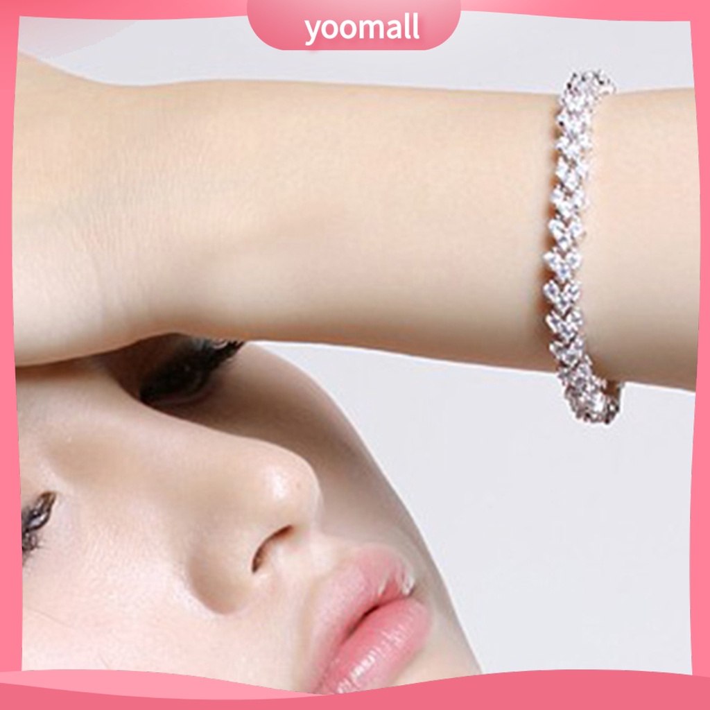 [YM] Vòng Tay Đính Đá Zircon Thanh Lịch Mặc Hàng Ngày Cho Nữ