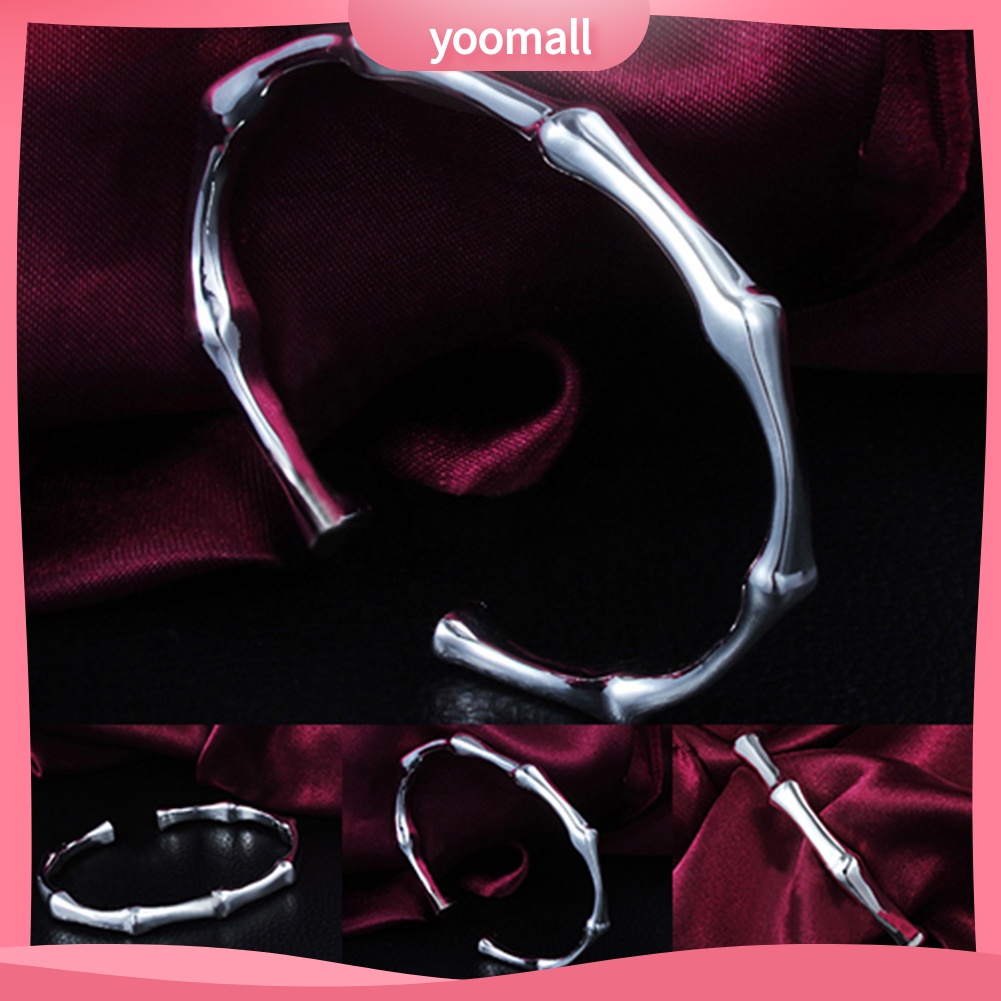 Vòng Tay Dạng Hở Mạ Bạc Hình Cây Tre Thời Trang Cho Nữ