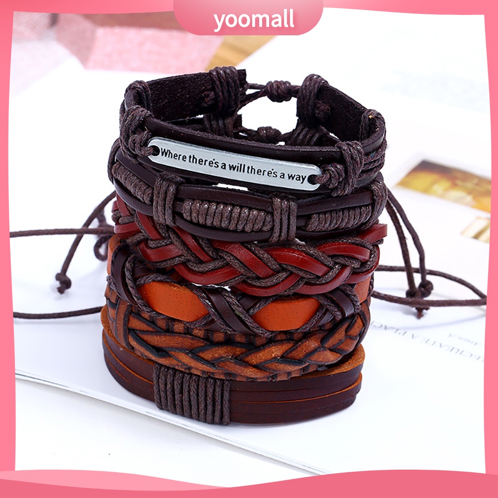 Set 6 Vòng Tay Giả Da Thời Trang Cho Nam