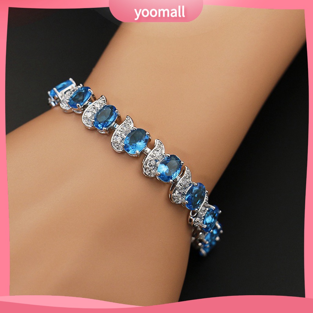 Vòng Đeo Tay Đính Đá Xanh Dương Duyên Dáng Thời Trang Cho Nữ