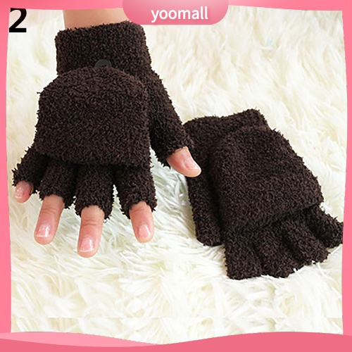 Găng Tay Lông Cừu San Hô Mềm Mại Giữ Ấm Cổ Tay Không Ngón Thời Trang Cho Nữ
