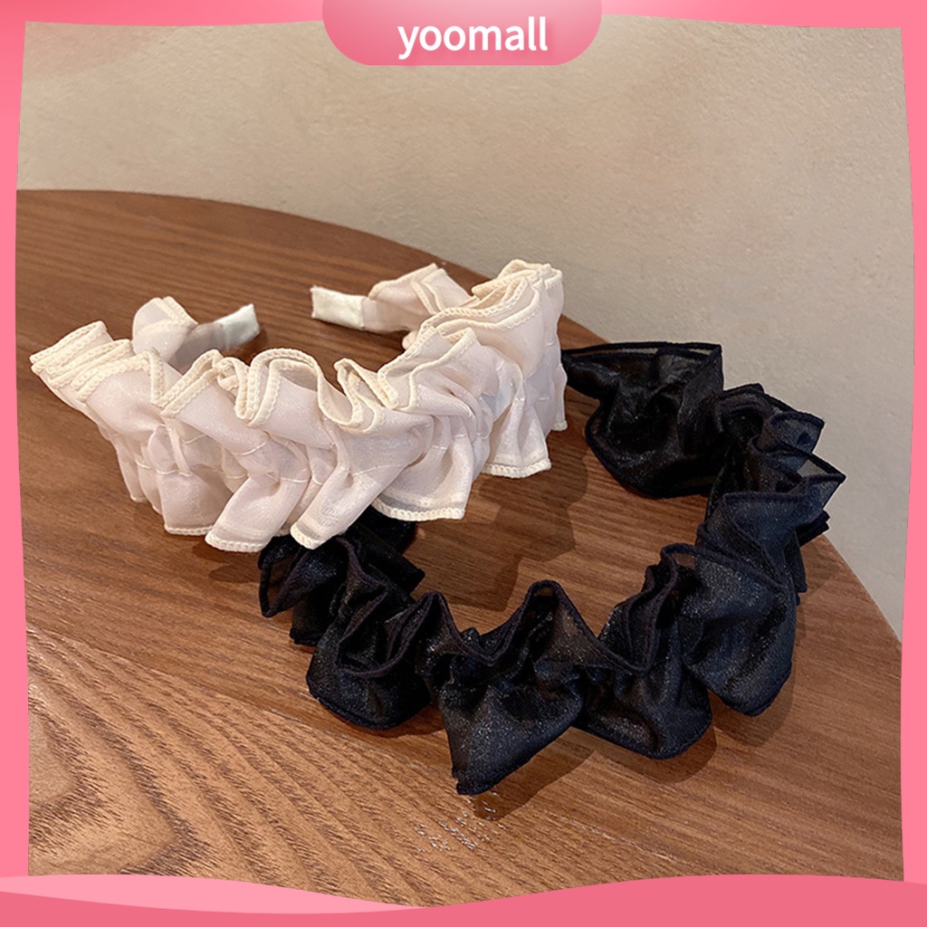 Băng Đô Vải Viền Mềm Bản Rộng Trang Trí Tóc Cho Nữ