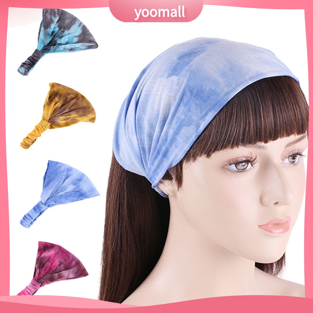 Băng Đô Bản Rộng Co Giãn Nhuộm Màu Phong Cách Boho Cho Nữ