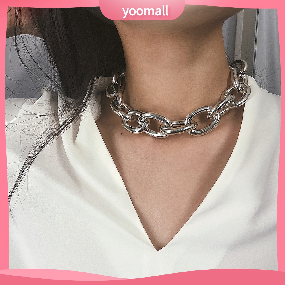 [YM] Vòng Cổ Choker Dây Xích Bóng Mắt Xích Lớn Trang Trí Phong Cách Punk Dành Cho Nữ