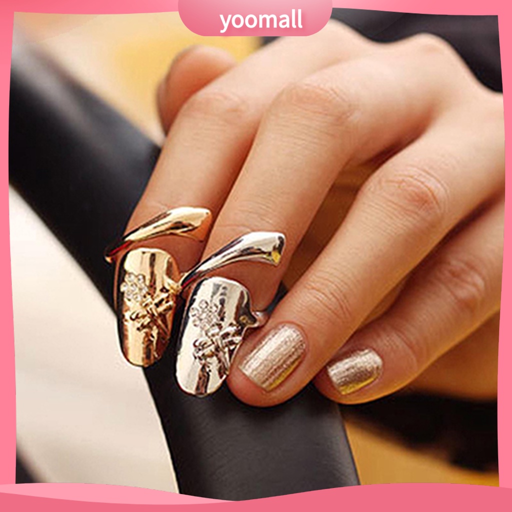 1 Nhẫn Hợp Kim Đính Đá Lấp Lánh Trang Trí Móng Tay