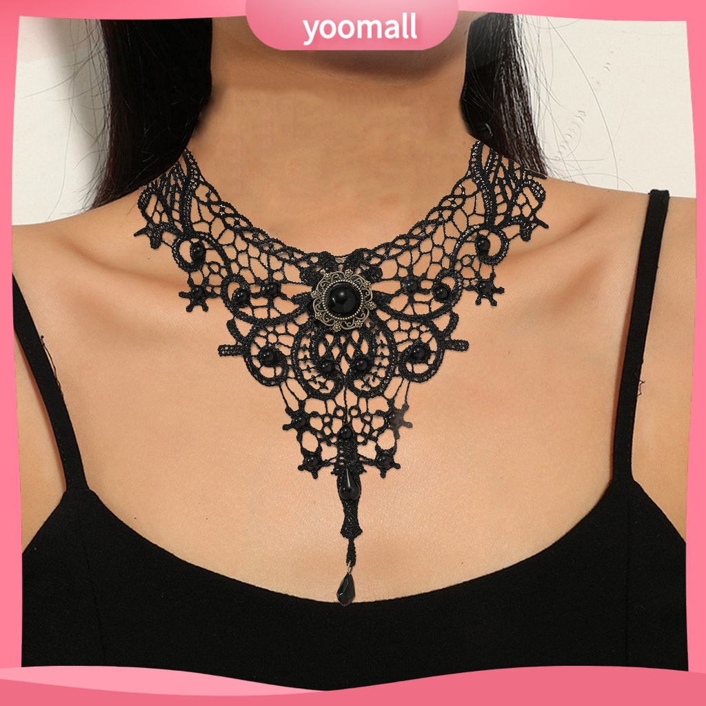 [YM] Vòng Cổ Choker Ren Đan Móc Phong Cách Retro Tinh Tế Có Thể Điều Chỉnh Được Dễ Phối Đồ Mặc Hàng Ngày