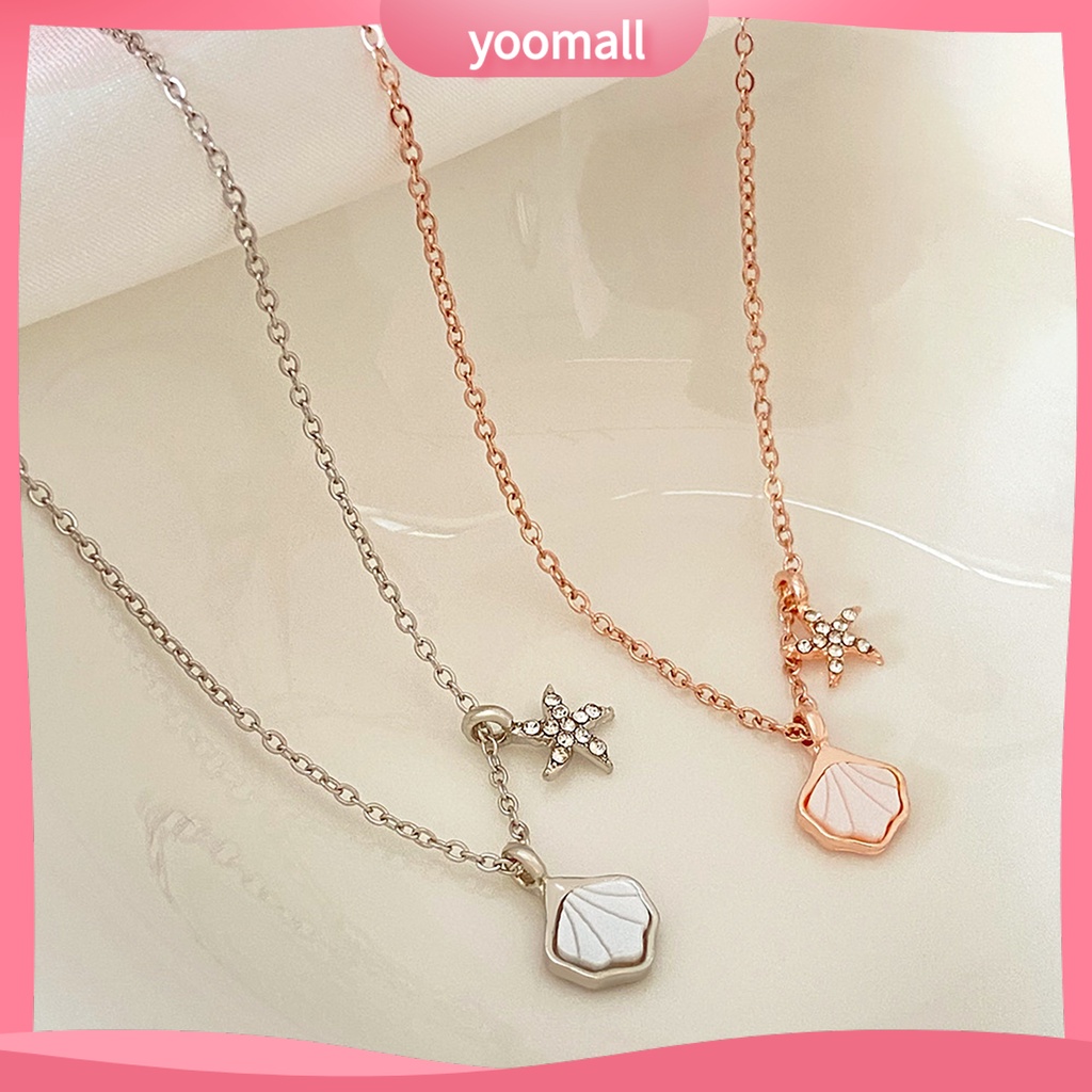 Vòng cổ Hợp Kim Mặt Hình Vỏ Sò Đính Đá Thời Trang Cho Nữ
