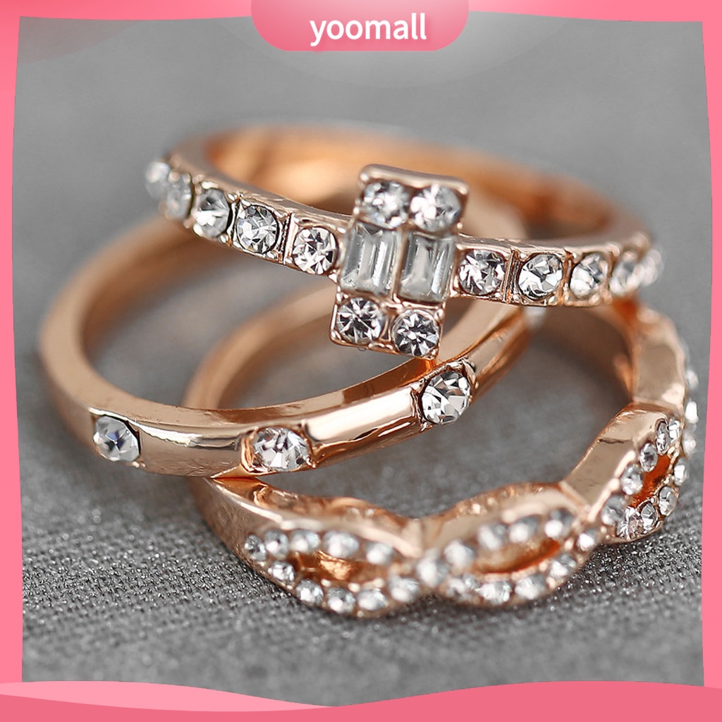 Bộ 3 Nhẫn Đeo Ngón Tay Thiết Kế Tối Giản Cá Tính