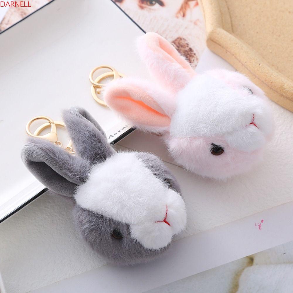DARNELL Móc Khóa Thỏ Nhồi Bông Màu Trắng Dễ Thương