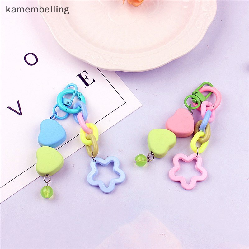 Kamembelling Móc Khóa Hình Trái Tim / Ngôi Sao Mặt Nhám Nhiều Màu Phong Cách Hàn Quốc Cho Nữ