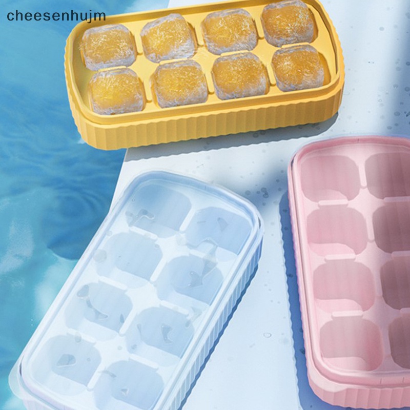 Khuôn Silicon Làm Đá 8 Ngăn Có Nắp Đậy Tiện Dụng