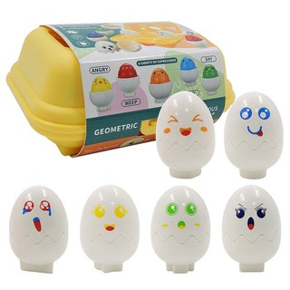 6x Shape and Color Matching Eggs Toy with Eggs Holder for Novelty Gift