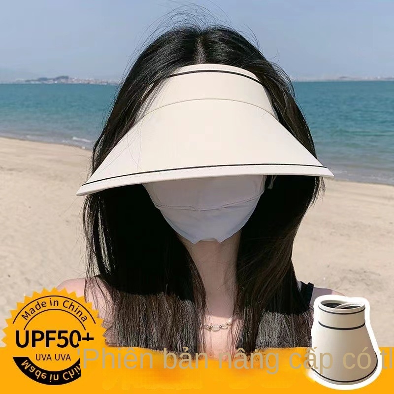Mũ Chống Nắng Chống Tia Uv Có Tấm Che Mặt Gấp Gọn Tiện Dụng Phong Cách Hàn Quốc Cho Nữ