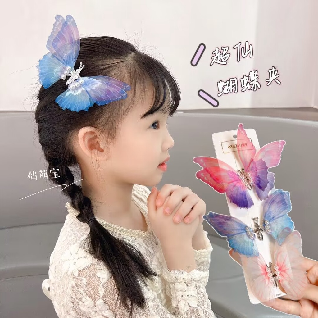 Bộ 2 Kẹp Tóc Hình Cánh Bướm Đính Đá Ba Chiều Cho Bé Gái 2023