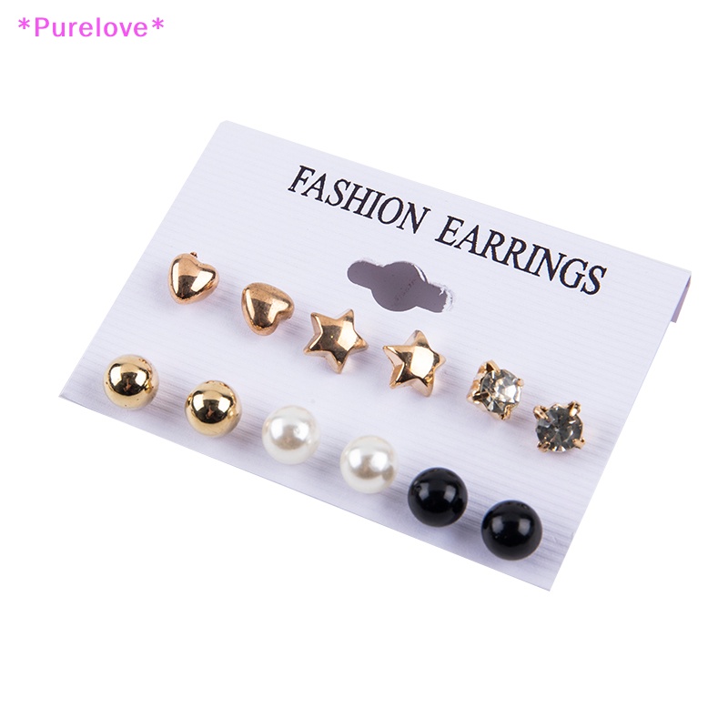 Set 6-7 Đôi Bông Tai Đính Đá Thời Trang Cho Nữ Mới