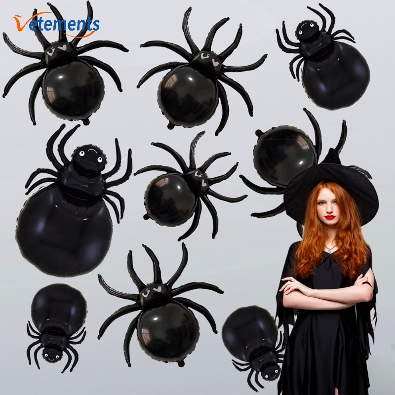 Bong Bóng Bơm Hơi Hình Nhện Đen Trang Trí Tiệc Halloween