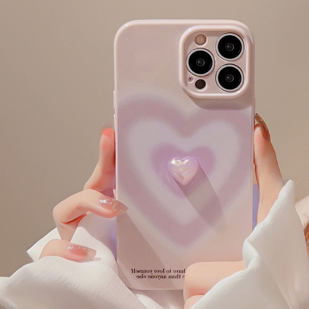Ốp Điện Thoại TPU Mềm Chống Sốc Mạ Điện Họa Tiết Trái Tim 3D Màu Gradient Cho IPhone 11 12 13 14 Pro Max