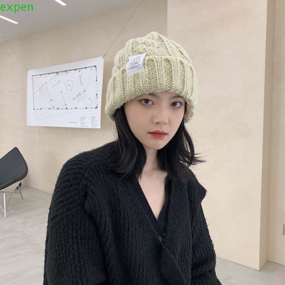 Mũ beanie dệt kim kẻ sọc đơn giản dễ phối đồ phong cách Hàn Quốc cho nữ