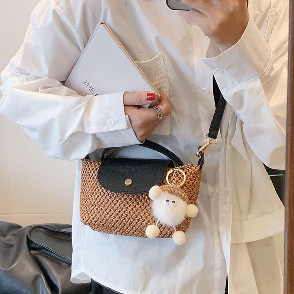 Túi bánh bao dệt shanrong, màu nylon rắn, thương hiệu thời trang pháp đơn giản với túi đeo vai nữ