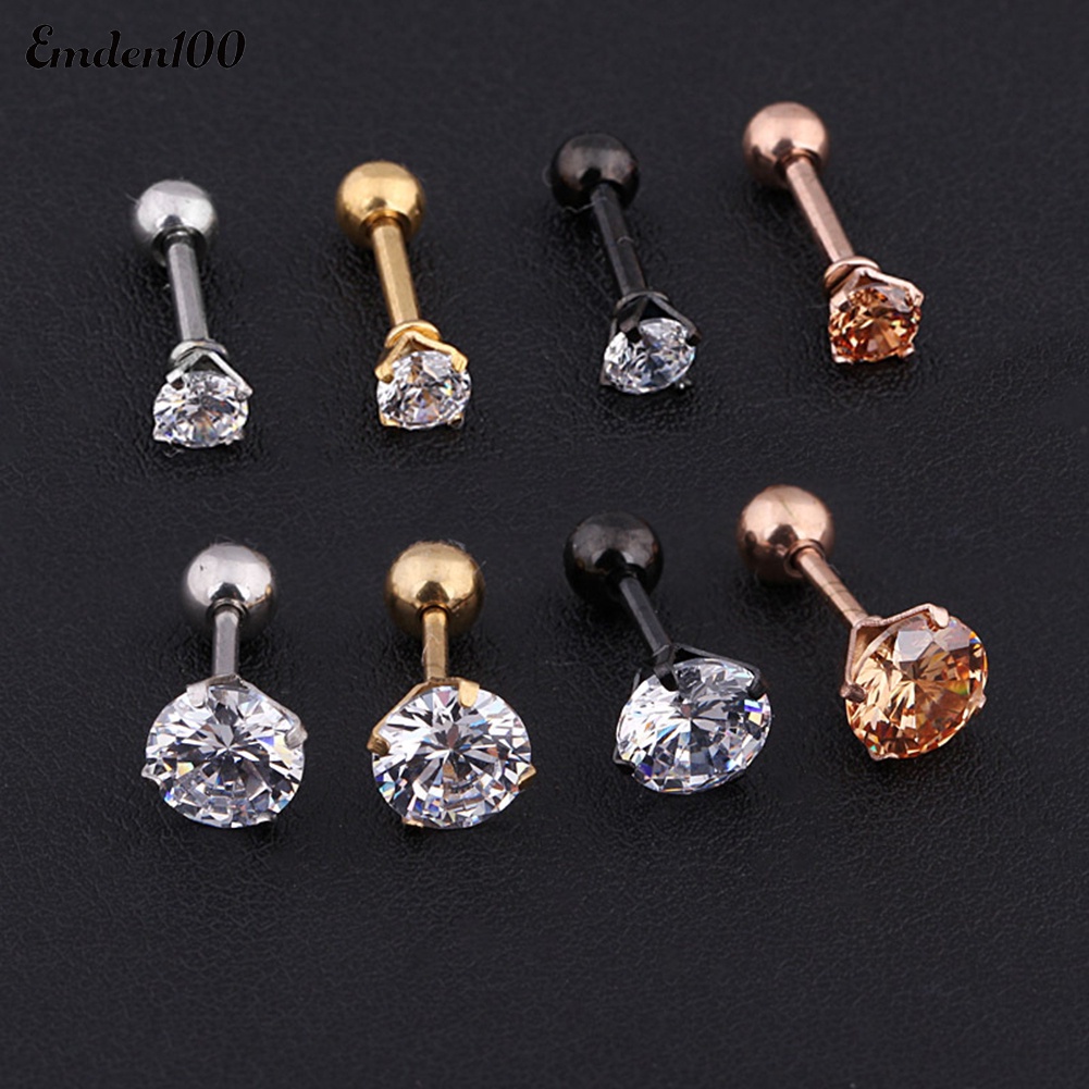 Bông Tai Thời Trang Bằng Thép Titanium Có Đính Đá Zircon 1 Cái