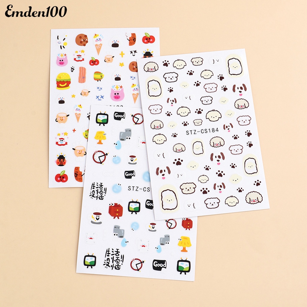 Bộ 2 Miếng Dán Trang Trí Móng Tay Không Phai Họa Tiết Hoạt Hình