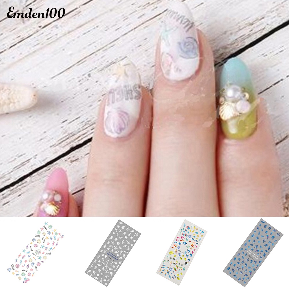 Miếng Dán Trang Trí Móng Tay Chống Nước Hình Vỏ Sò Sao Biển