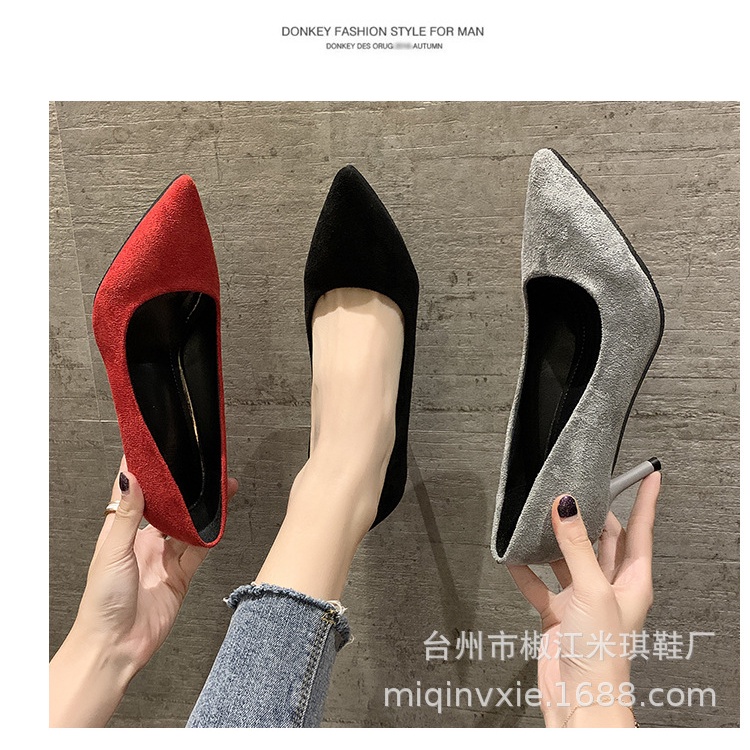 Giày Cao Gót Mũi Nhọn Màu Đen Thời Trang Mùa Hè Dành Cho Nữ