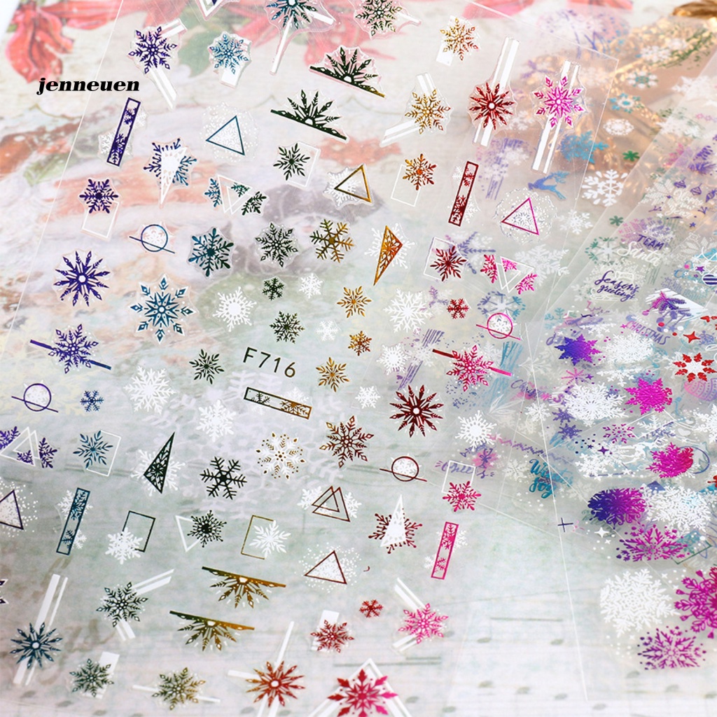 Miếng Dán Trang Trí Móng Tay 3D Gọn Nhẹ Họa Tiết Bông Tuyết Giáng Sinh Dành Cho Nữ