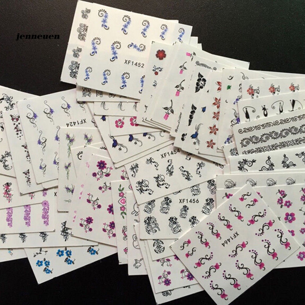 Bộ 50 Miếng Dán Trang Trí Móng Tay Nghệ Thuật Chuyển Nước DIY