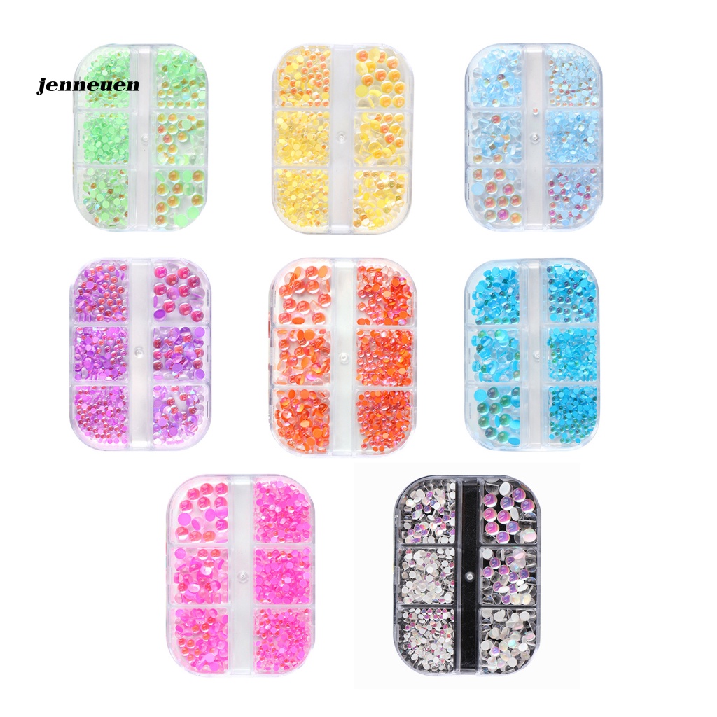 Hộp 6 Ngăn Đựng Hạt Cườm Resin Cực Quang Chuyên Dụng Cho Trang Trí Móng Tay
