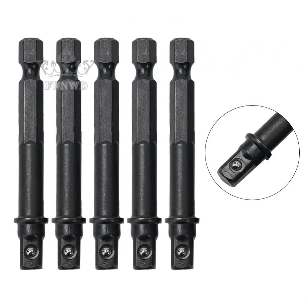 【FUNWD】Socket Adapter 5pcs 65mm Black Brand New Chrome Vanadium Steel Durable