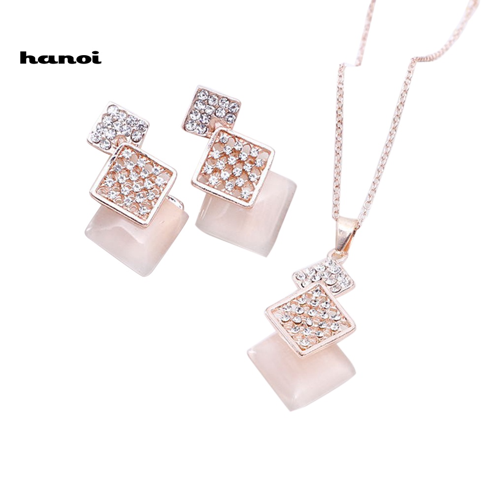 Set Vòng cổ + Bông Tai ĐíNh NgọC MắT MèO Giả ThờI Trang Cho