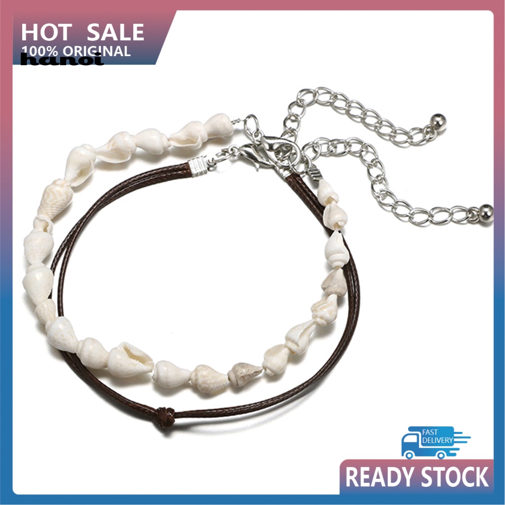 Set 2 Lắc Chân Hình Vỏ Sò Phong Cách Bohemia Thời Trang Cho Nữ