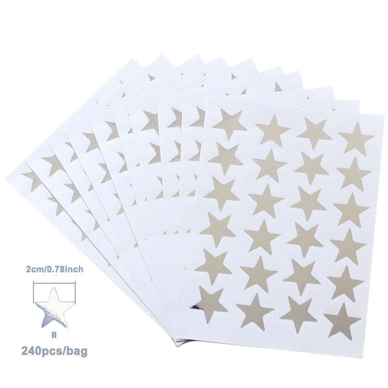 Bộ 10 Tấm Hình Dán Ngôi Sao Năm Cánh Màu Bạc Dùng Làm Phần Thưởng Cho Học Sinh Tiểu Học