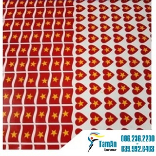 Sticker dán mặt cờ đỏ sao vàng, hình lá cờ và trái tim, để cổ vũ