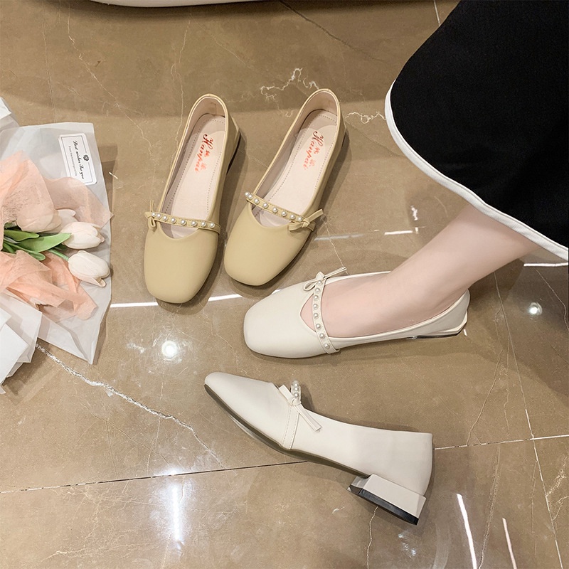 Giày Búp Bê Mũi Vuông Đế Dày Thiết Kế Mới Đơn Giản Thời Trang Dành Cho Nữ